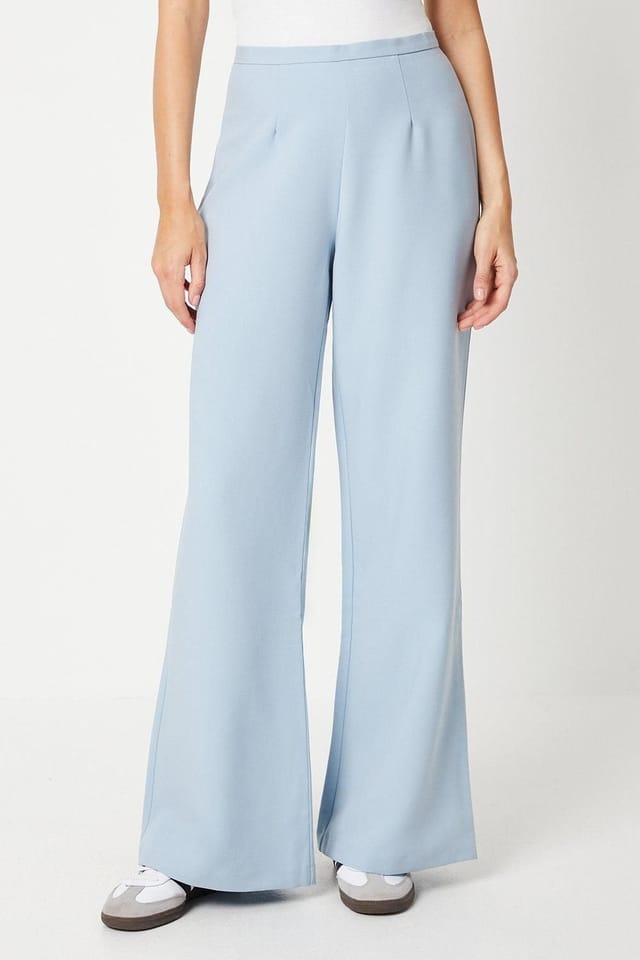 Dorothy Perkins Dorothy Perkins Women's High Waisted Wide Leg Welt Pocket Trouser in Blue - 2