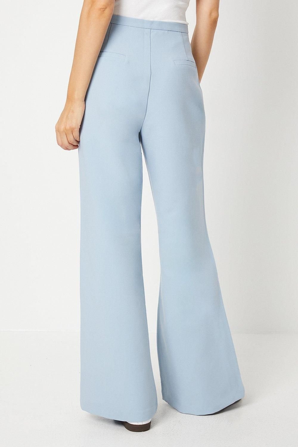 Dorothy Perkins Dorothy Perkins Women's High Waisted Wide Leg Welt Pocket Trouser in Blue - 3
