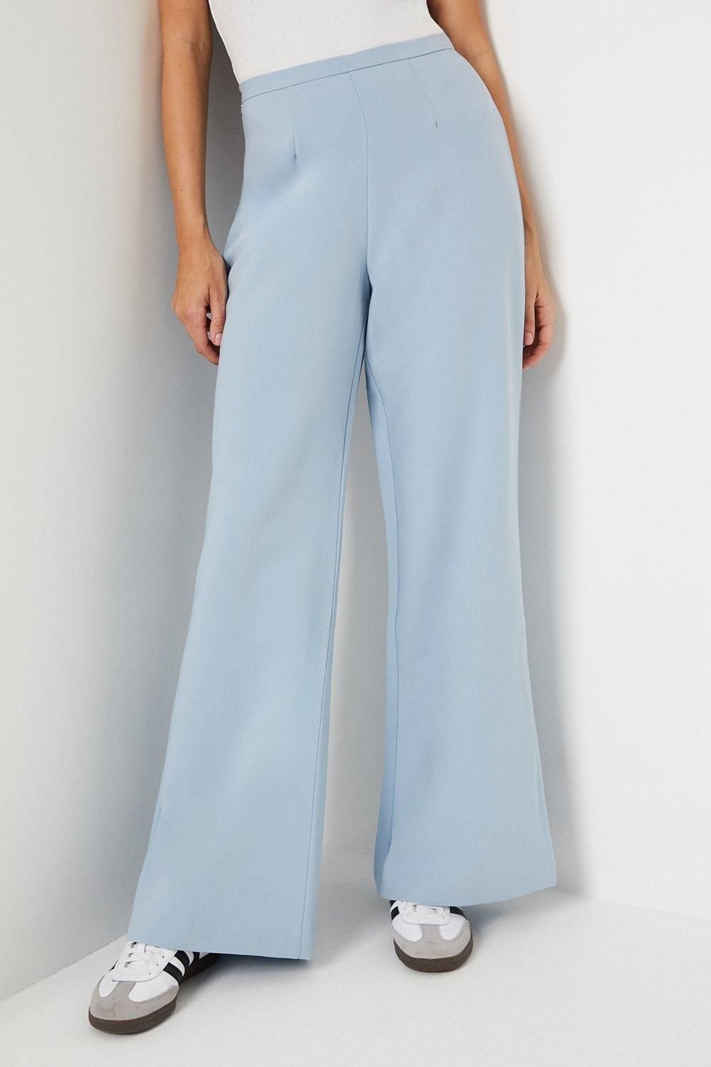 Dorothy Perkins Dorothy Perkins Women's High Waisted Wide Leg Welt Pocket Trouser in Blue - 4