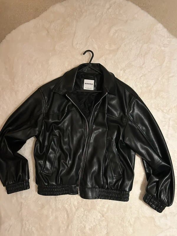 Bershka Bershka black oversized faux leather jacket