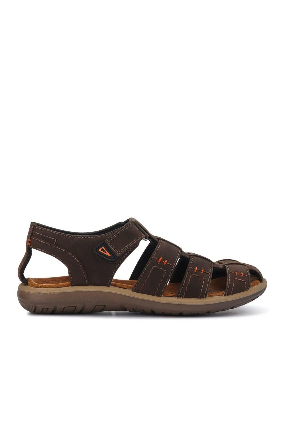 Pavers Pavers Men's Leather Touch-Fasten Sandals in Dark Brown - 2