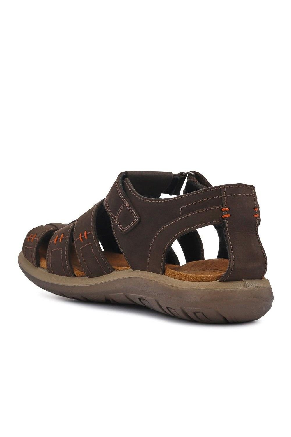 Pavers Pavers Men's Leather Touch-Fasten Sandals in Dark Brown - 3