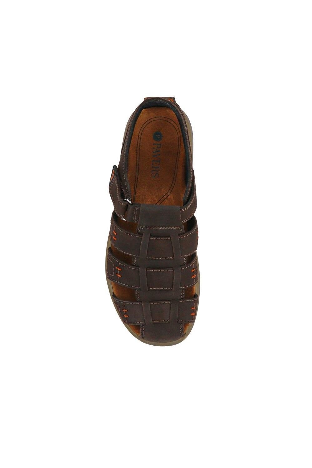 Pavers Pavers Men's Leather Touch-Fasten Sandals in Dark Brown - 4