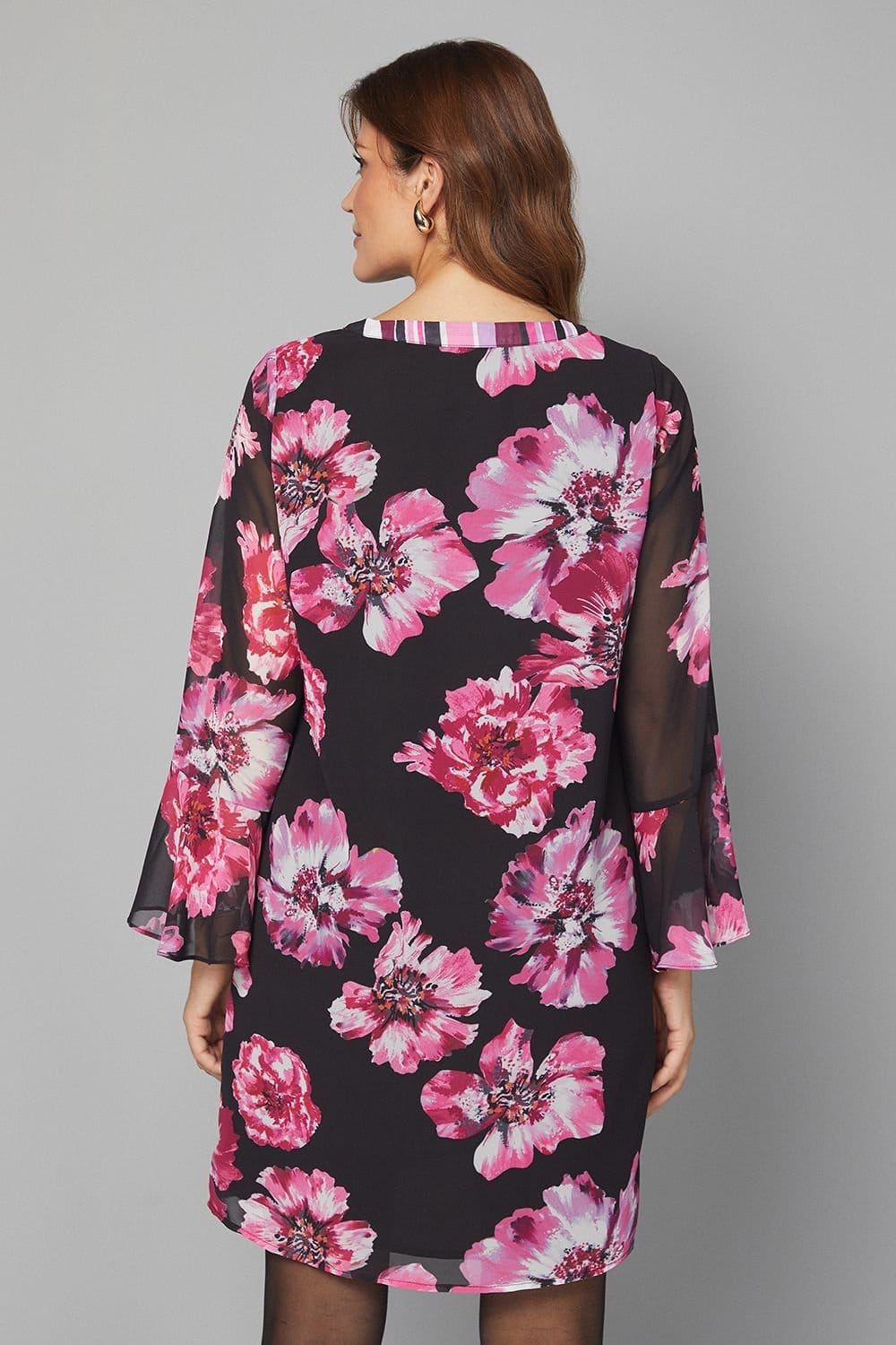 Wallis Wallis Women's Printed Zip Front Shift Dress in Black - 4