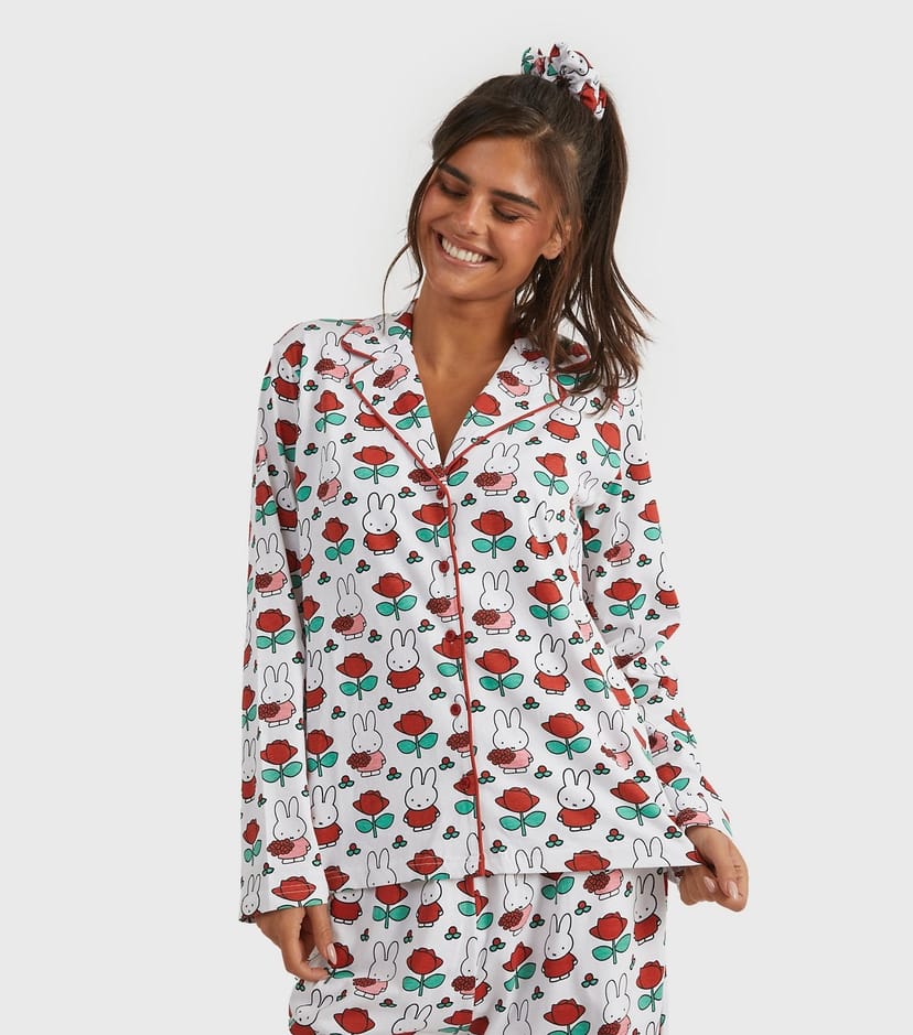 Skinnydip Women's White Miffy Rose Shirt and Trousers Pyjama Set Skinnydip New Look - 1