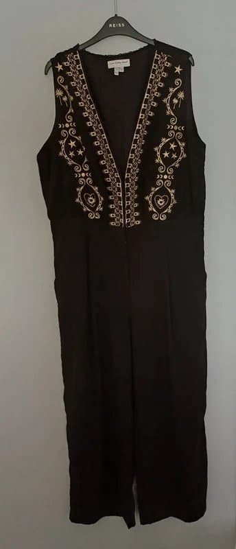 Never Fully Dressed Never Fully Dressed Black Gold Embroidery Jumpsuit RRP £169 - size 16P