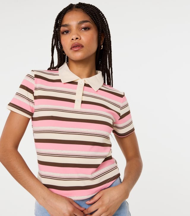 Pink Vanilla Women's Pink Button Up Rugby Shirt Pink Vanilla New Look - 2