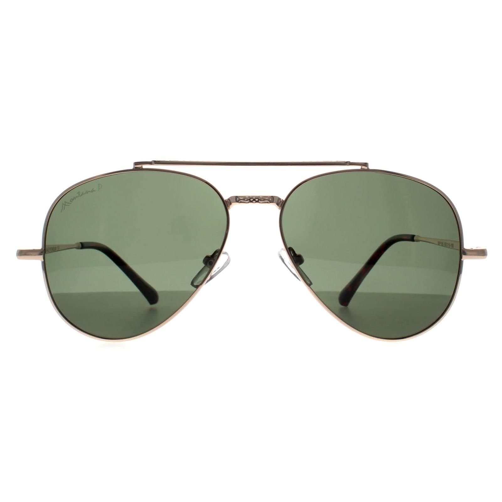 montana montana Men's Aviator Shiny Gold Green G-15 Polarized MP185