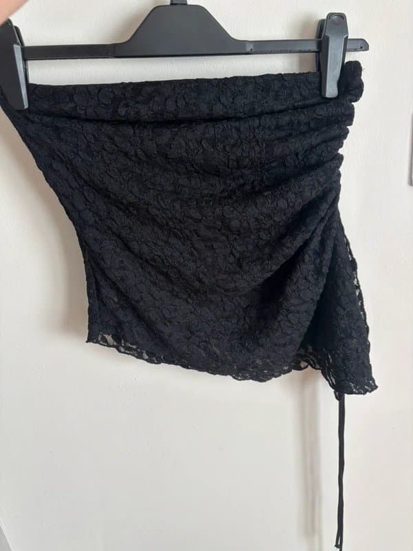 Bershka Bandeau lace black top