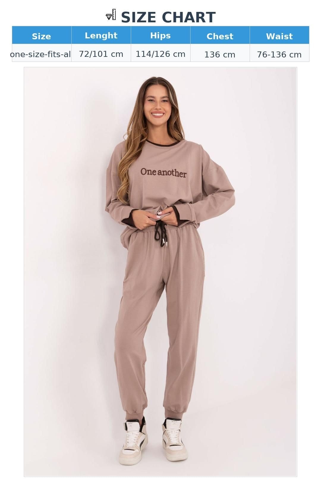 Love Lace Love Lace Women's Cotton Embroidered Slogan Tracksuit Set in Taupe - 4