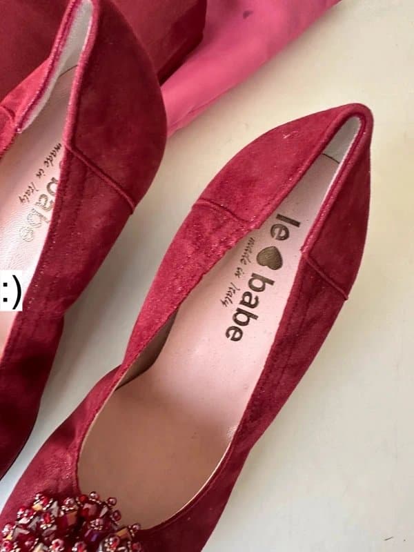 Le Babe Le Babe heels new matching bag berry pink real leather UK 3  made in italy