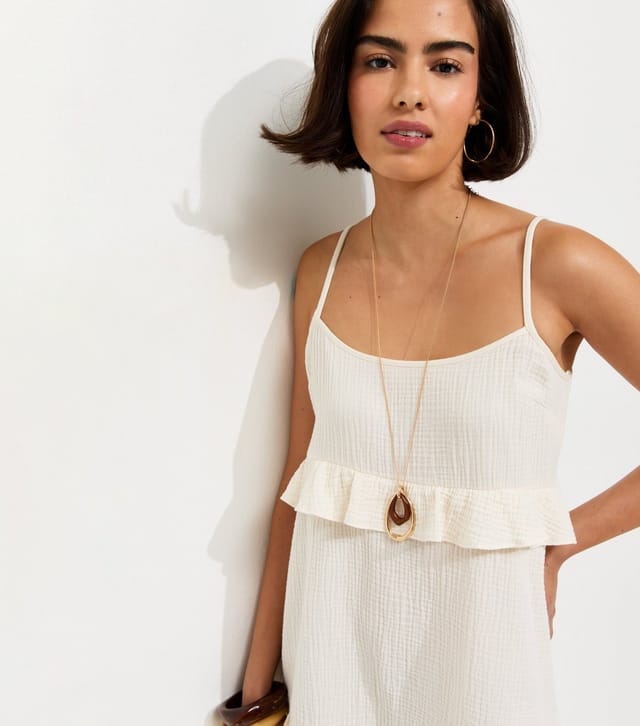 New Look Women's White Crinkle Texture Ruffle Trim Mini Dress New Look - 2