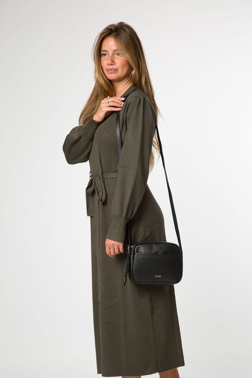 Cultured London Cultured London Women's 'Ariella' Leather Cross Body Bag in Black - 1