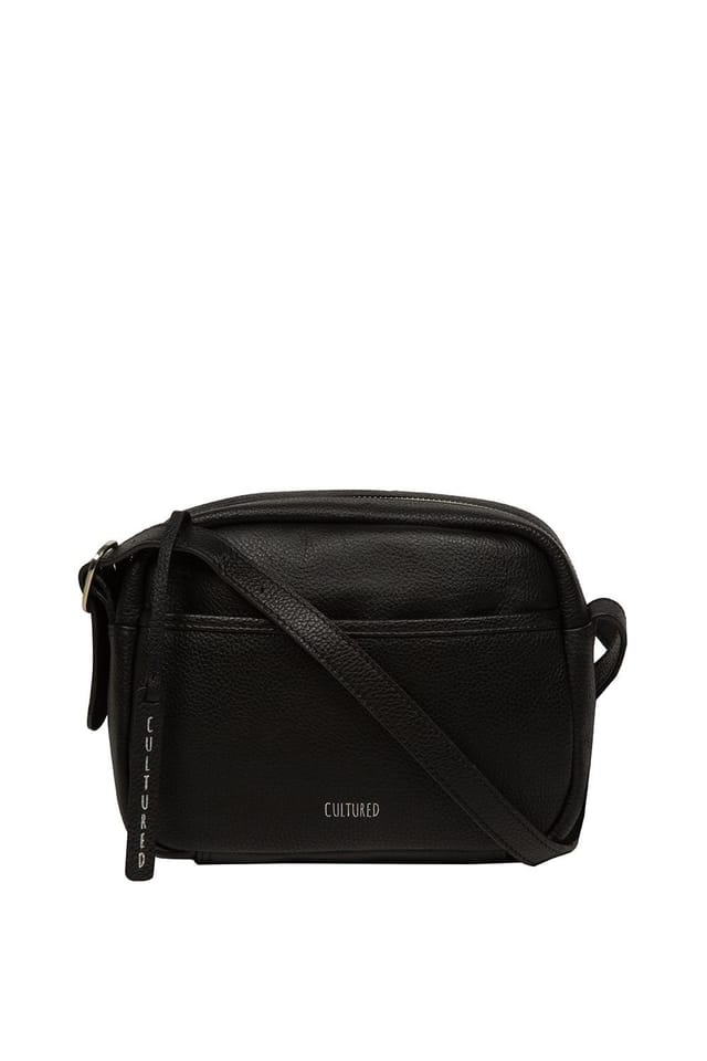 Cultured London Cultured London Women's 'Ariella' Leather Cross Body Bag in Black - 2