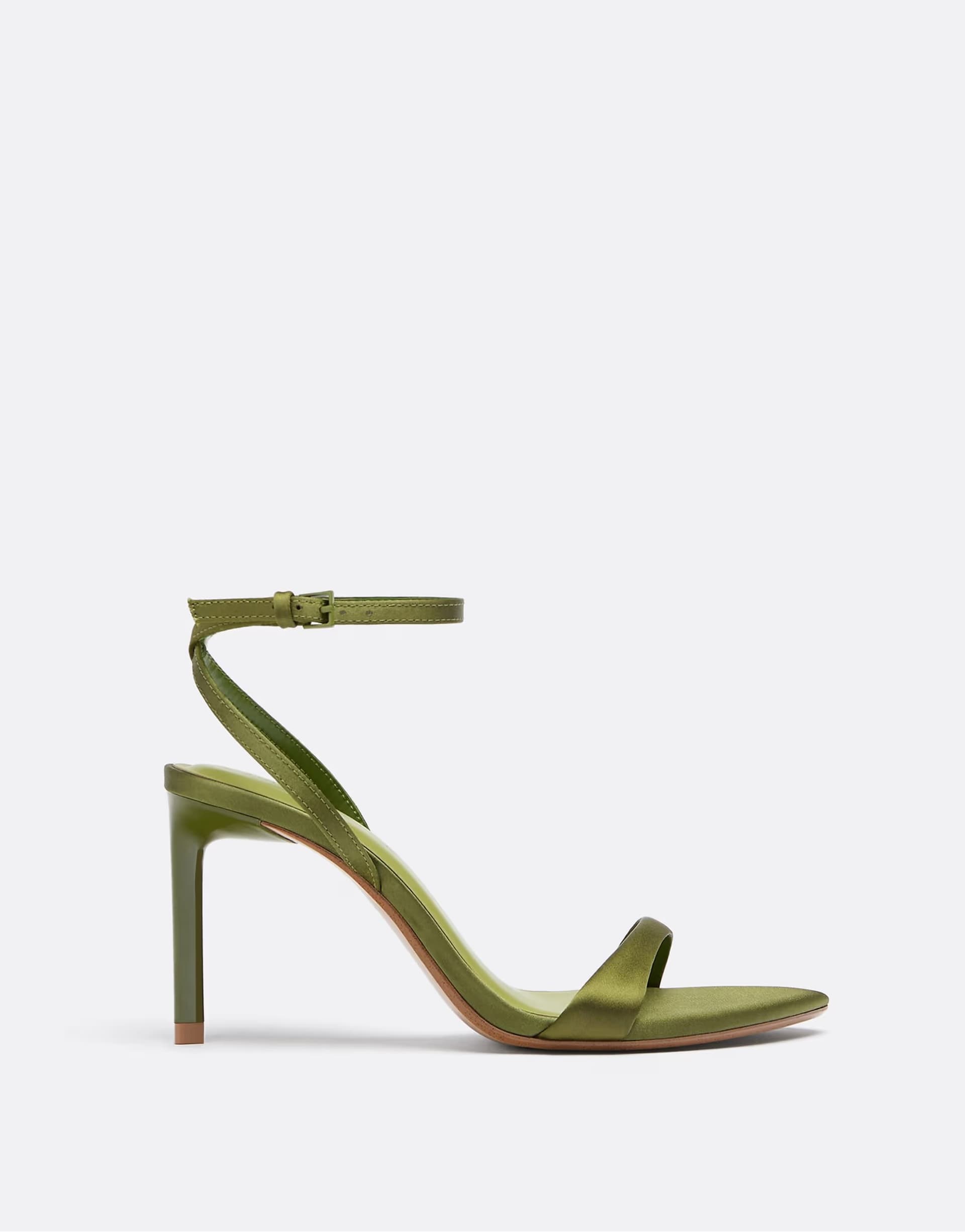 ASOS Stradivarius Satin stiletto heel sandals in green