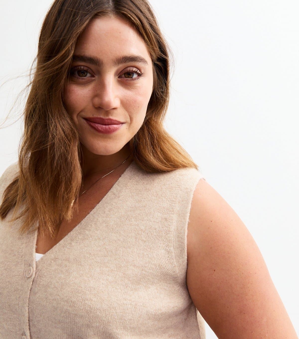 New Look Women's Plus Size Mink V-Neck Vest Curves New Look