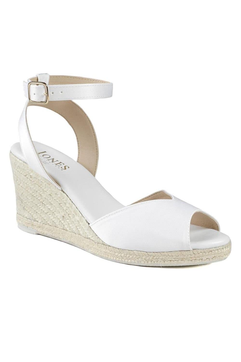 Jones Bootmaker Jones Bootmaker White Leather Wedge-Heeled Sandals
