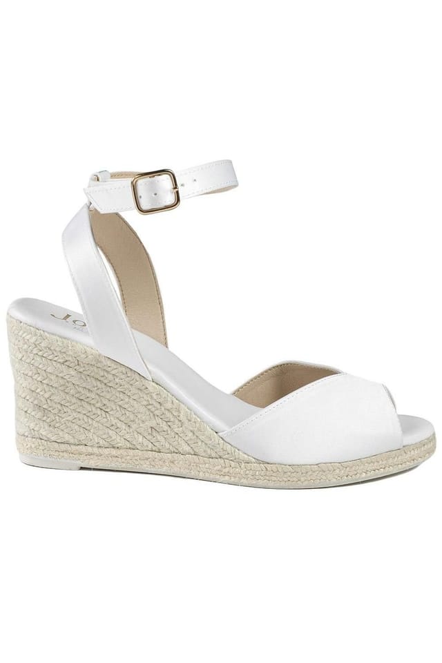 Jones Bootmaker Jones Bootmaker Women's Marchesa Leather Wedge-Heeled Sandals in White - 2