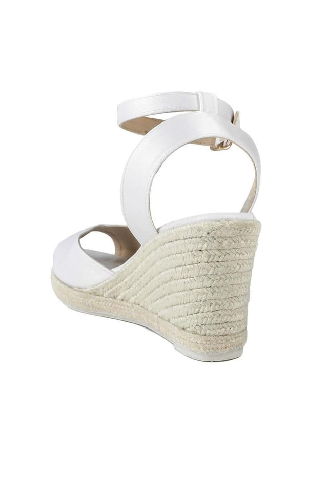 Jones Bootmaker Jones Bootmaker Women's Marchesa Leather Wedge-Heeled Sandals in White - 3