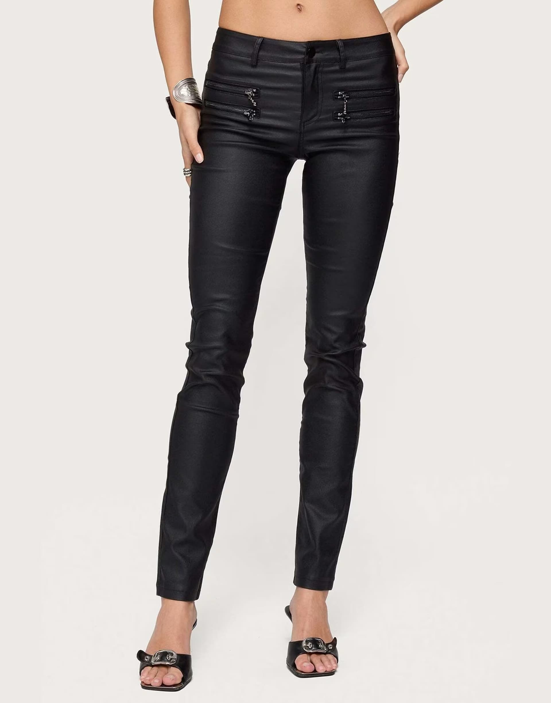 ASOS ASOS Edikted Kaede Faux Leather Skinny Jeans in Black