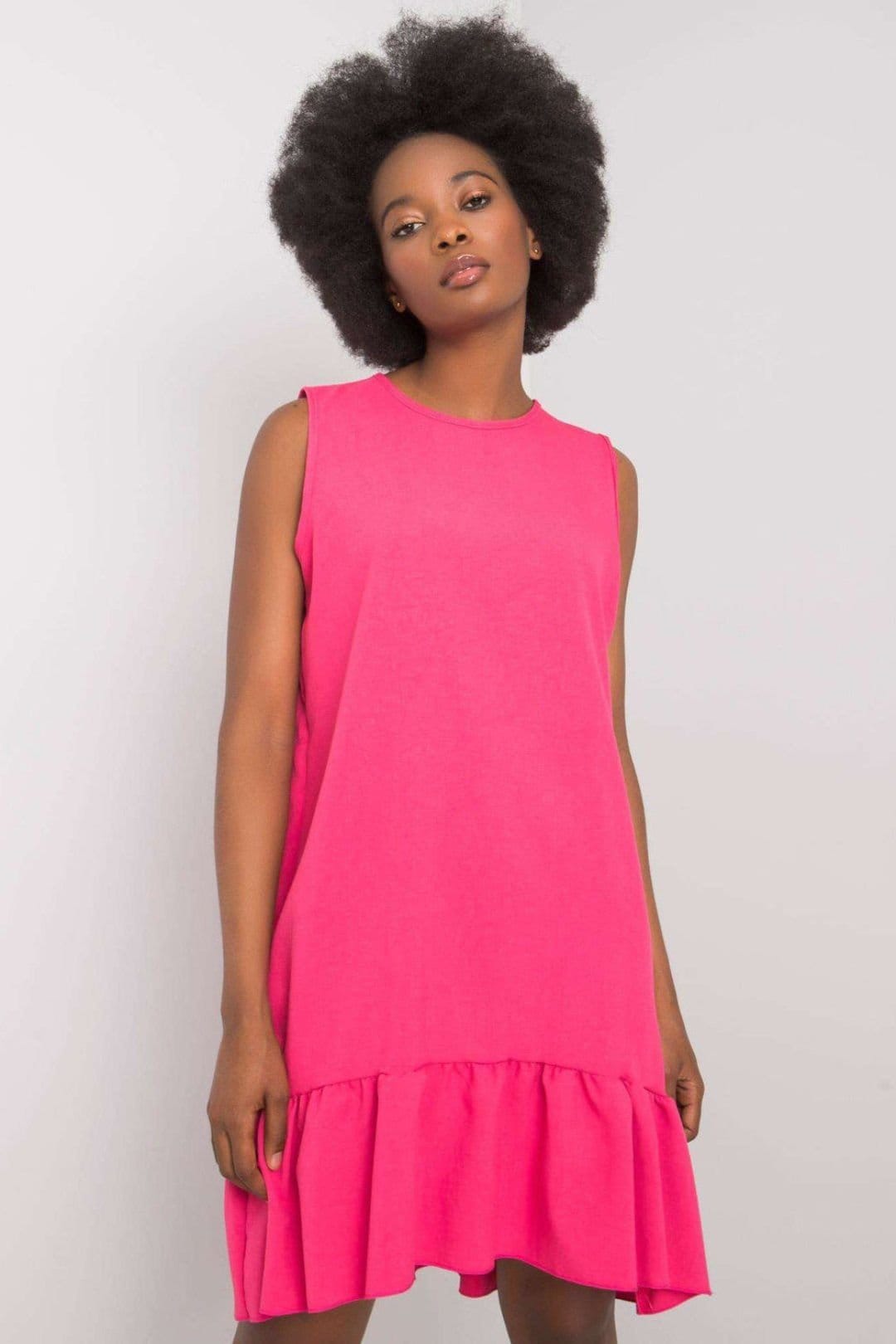 Love Lace Pink Sleeveless Mini Dress With Ruffle Hem