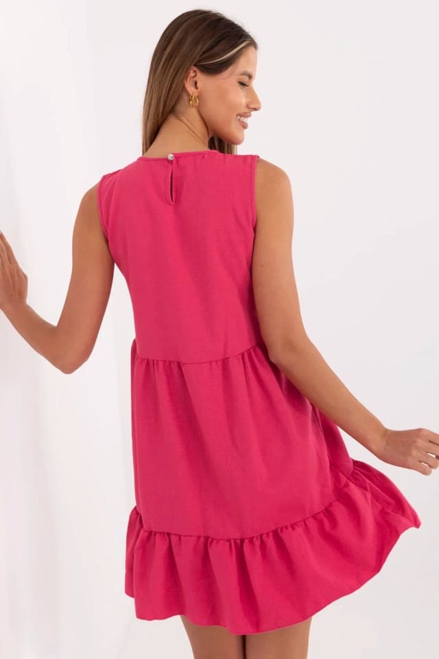 Love Lace Love Lace Women's Sleeveless Casual Mini Dress With Ruffle Hem in Pink - 2