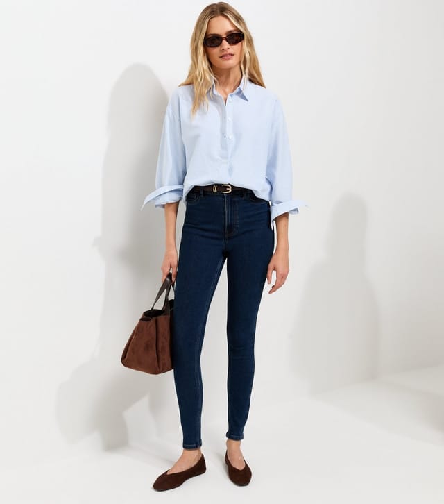New Look Women's Blue Cotton Striped Oxford Shirt New Look - 2