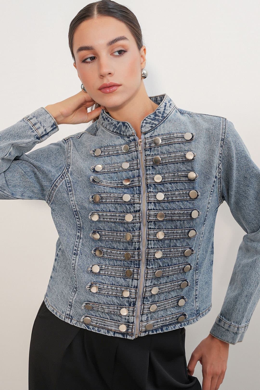 Big Dart Big Dart Women's Cotton Jacket in Mid Blue