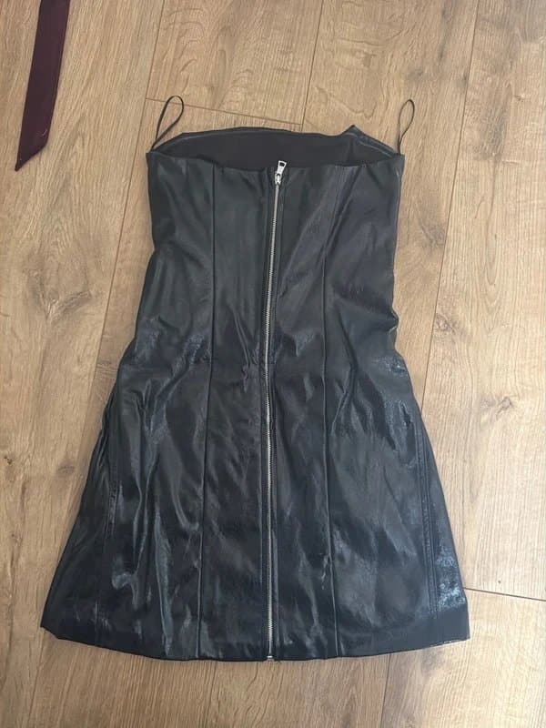 Bershka Bershka black faux leather mini dress
