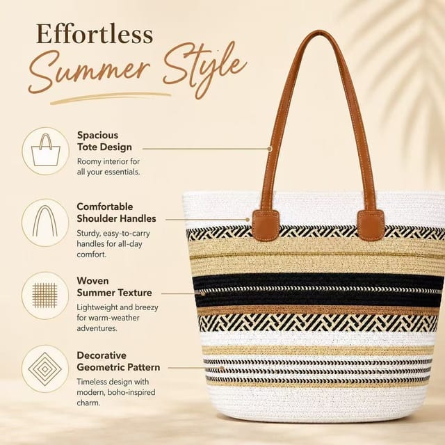 Chrisbella London Chrisbella London Women's Women's White Woven Tote Bag - 2