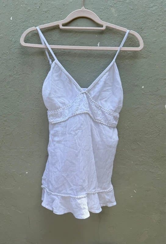 Miss Selfridge white flowy embroidery cami top
