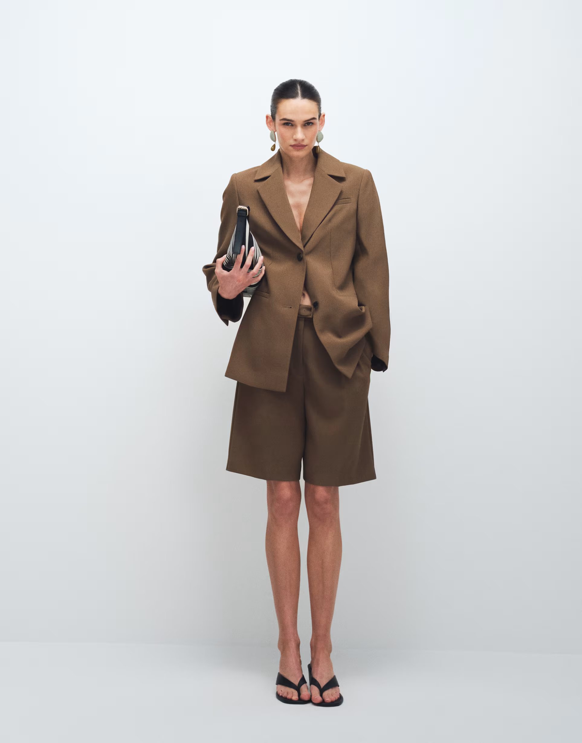 ASOS ASOS DESIGN tailored longline mensy blazer and shorts co-ord in tan - 1