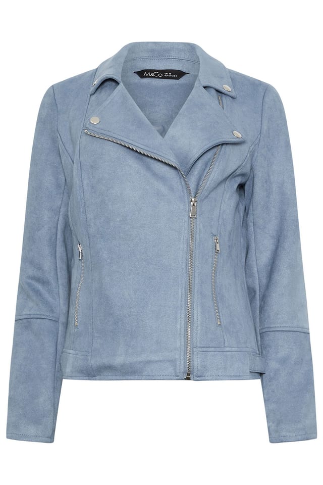M&Co M&Co Women's Faux Suede Biker Jacket in Blue - 2