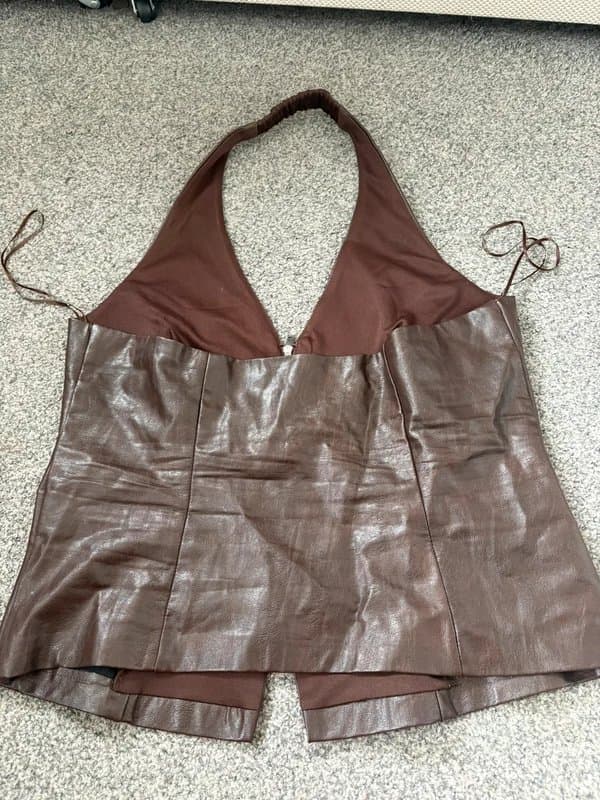Bershka Zip up fitted faux leather look top