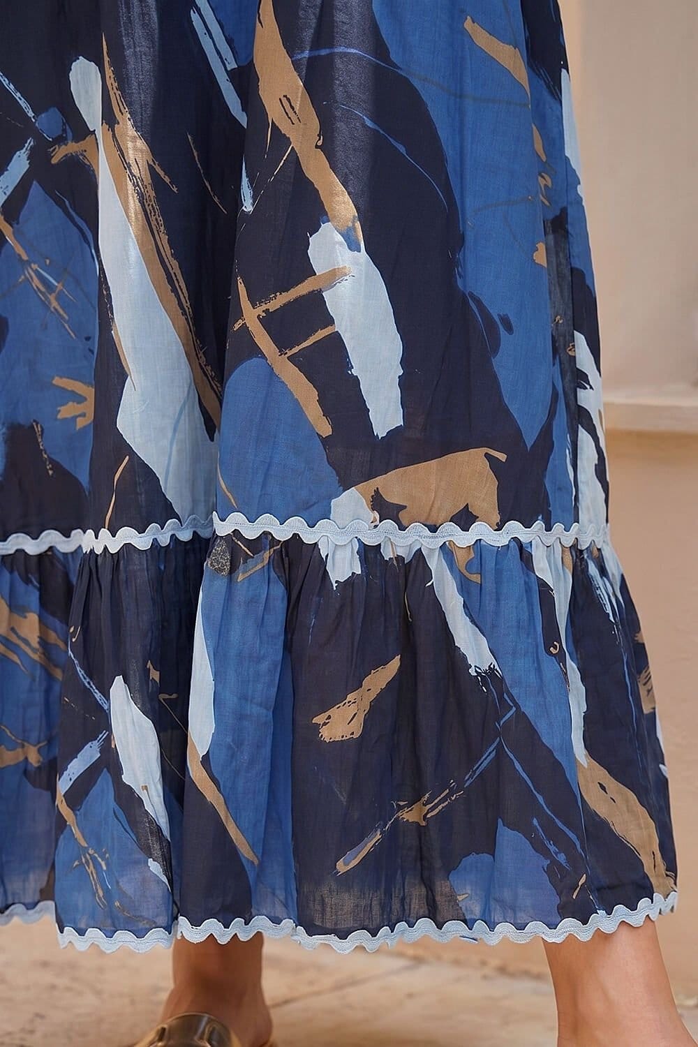 Dusk Dusk Women's Abstract Ric Rac Maxi Dress in Blue - 4