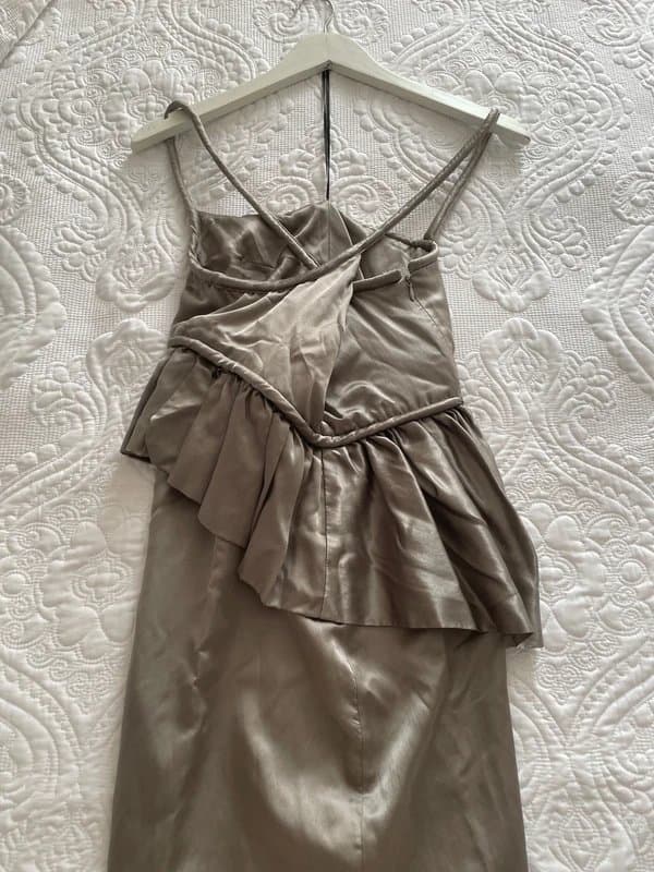 Kuku kuku grey shiny frilled mini dress