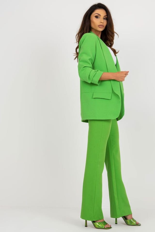 Love Lace Love Lace Women's Unbuttoned Lined Jacket with 3/4 Sleeve in Green - 2