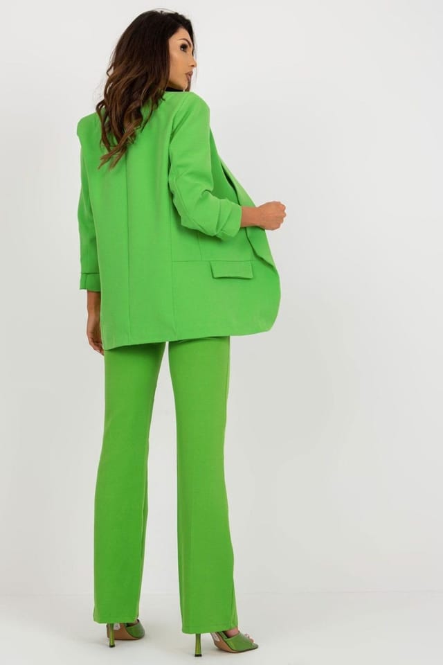 Love Lace Love Lace Women's Unbuttoned Lined Jacket with 3/4 Sleeve in Green - 3