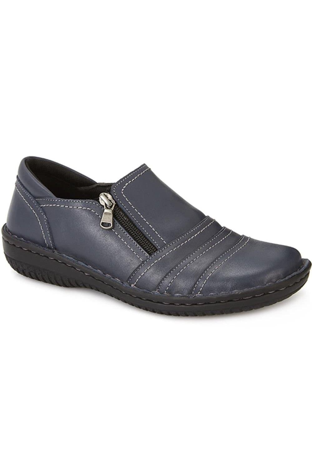 Pavers Pavers Women's Leather Slip On Shoes for Women in Navy