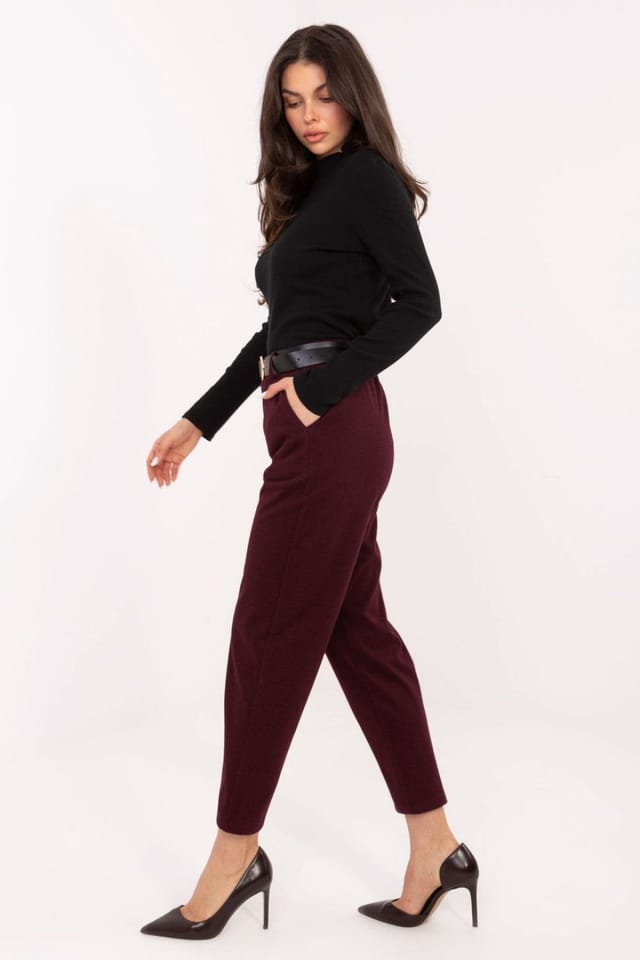 Love Lace Love Lace Women's Houndstooth High Waisted Cigarette Trousers Style 222925 in Red - 2