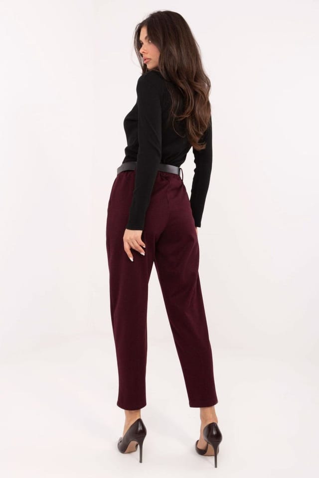 Love Lace Love Lace Women's Houndstooth High Waisted Cigarette Trousers Style 222925 in Red - 3