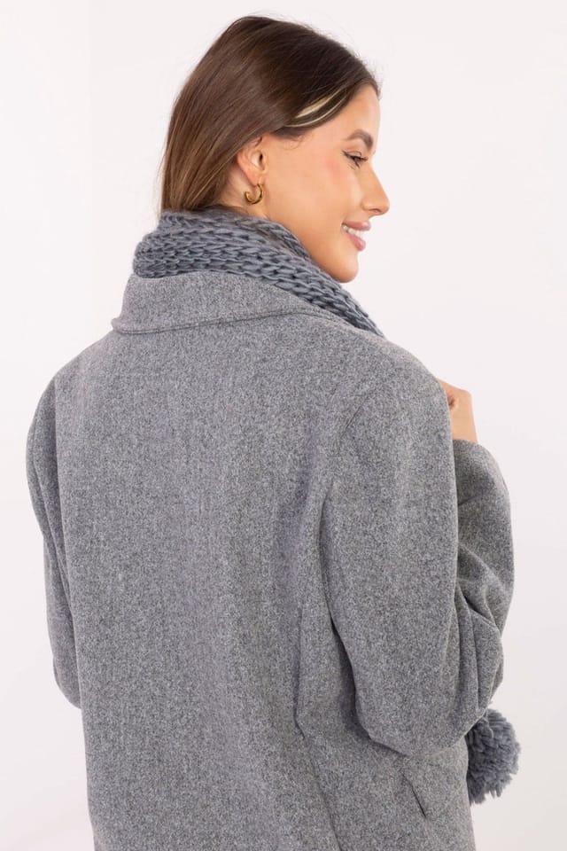 Love Lace Love Lace Women's Soft Cozy Acrylic Scarf with Pom Pom Ends for Winter Warmth in Grey - 3