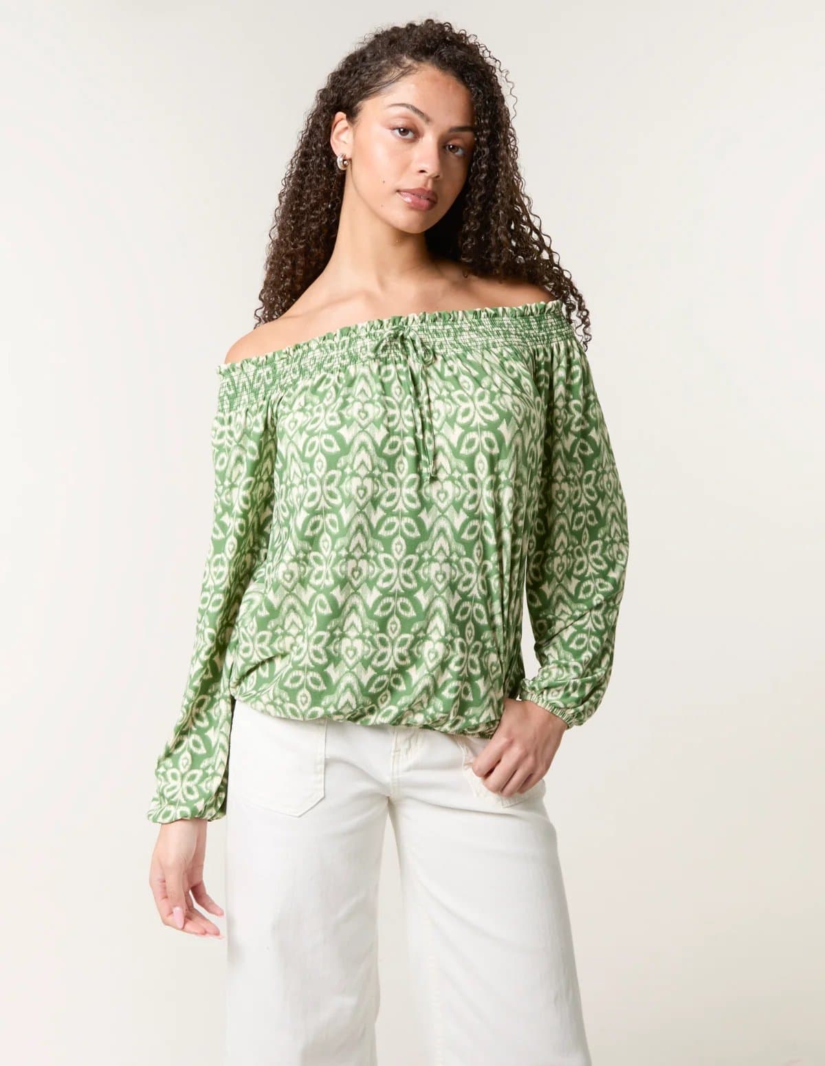 Blue Vanilla Bubble Hem Bardot Top