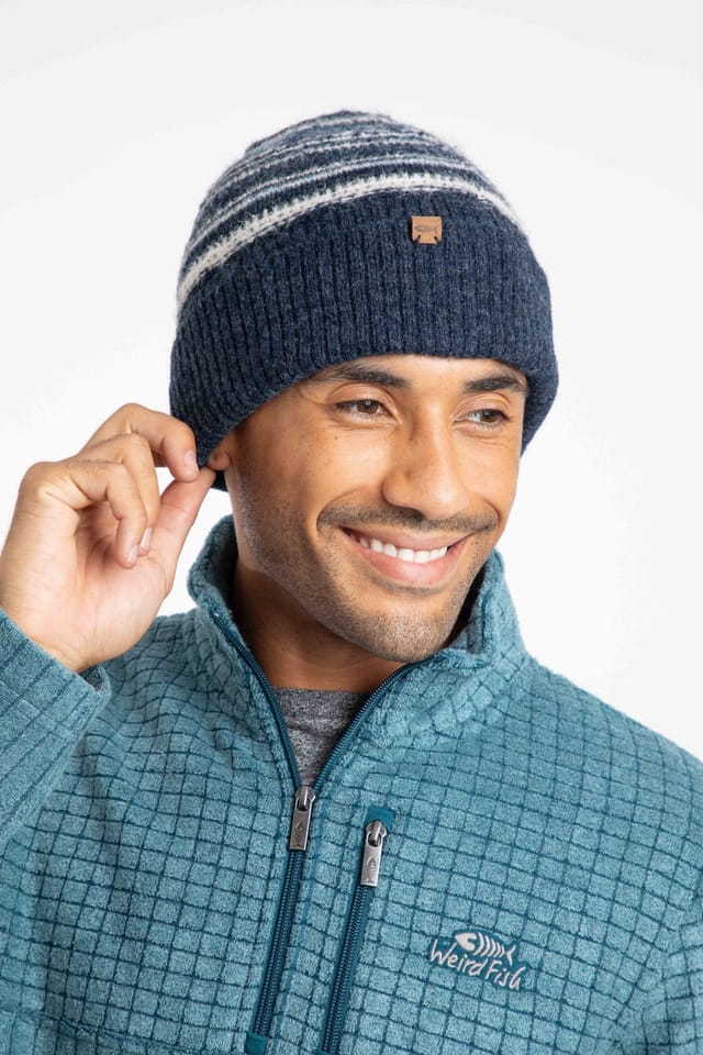 Weird Fish Weird Fish Men's Rodi Fine Fair Isle Beanie in Navy - 3