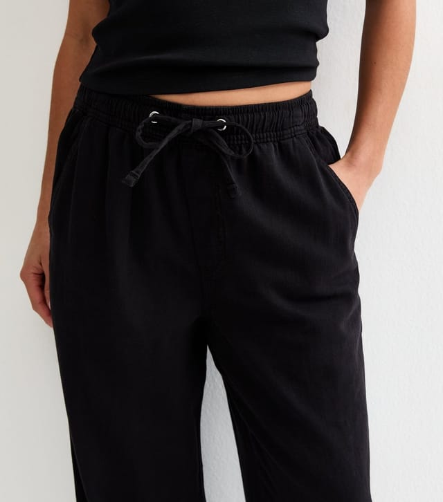 New Look Women's Petite Black Twill Cotton Wide Leg Trousers New Look - 2