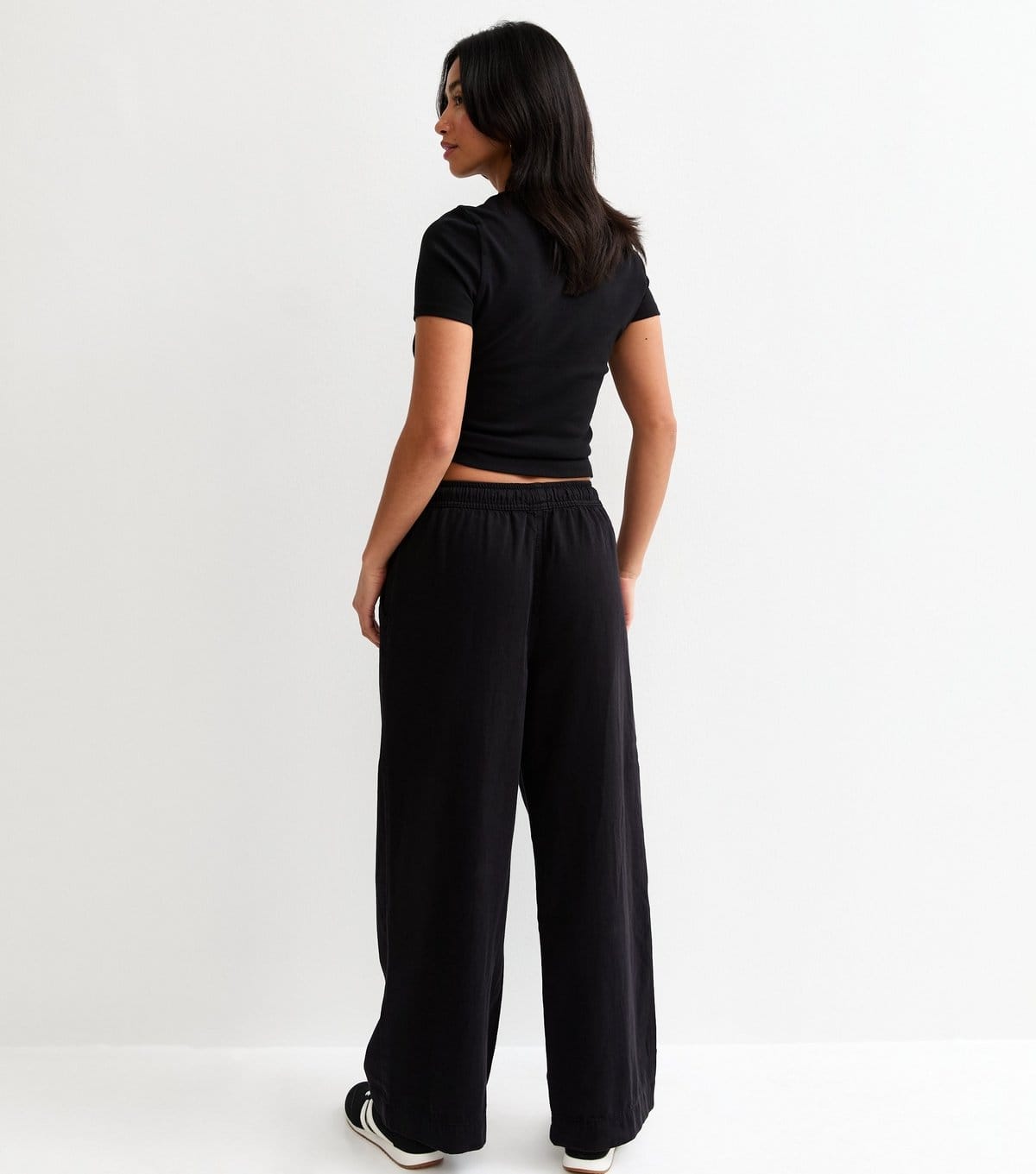 New Look Women's Petite Black Twill Cotton Wide Leg Trousers New Look - 4