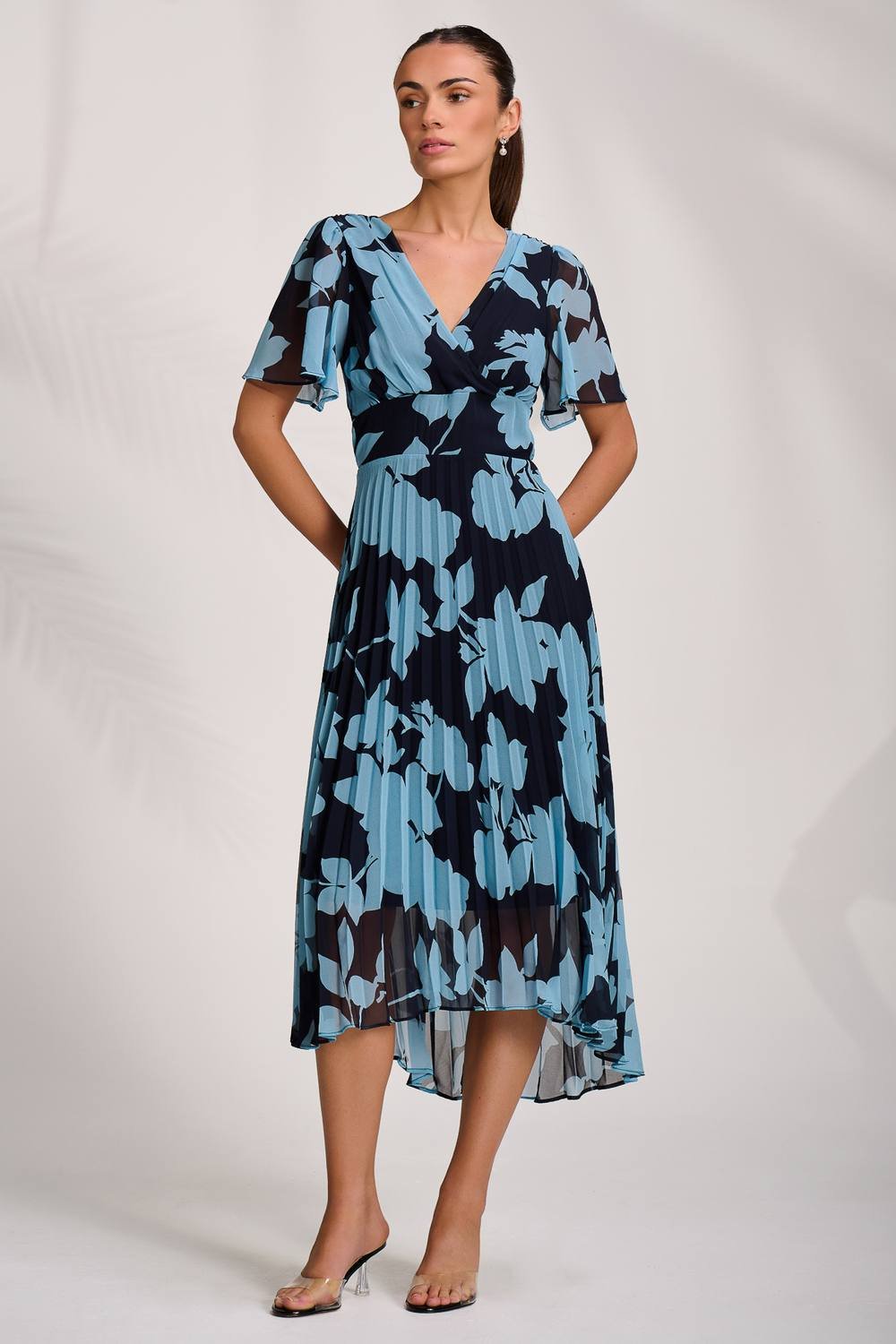 Jolie Moi Jolie Moi Women's Pleated Chiffon Maxi Dress in Navy - 3