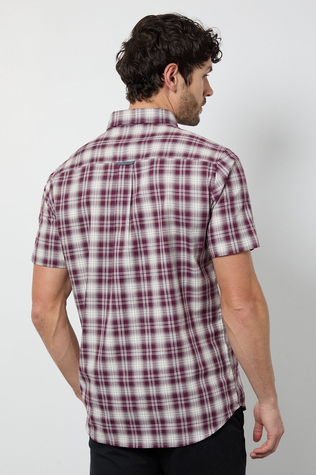 Maine Maine Men's Purple Madras Check Short Sleeve Shirt - 3
