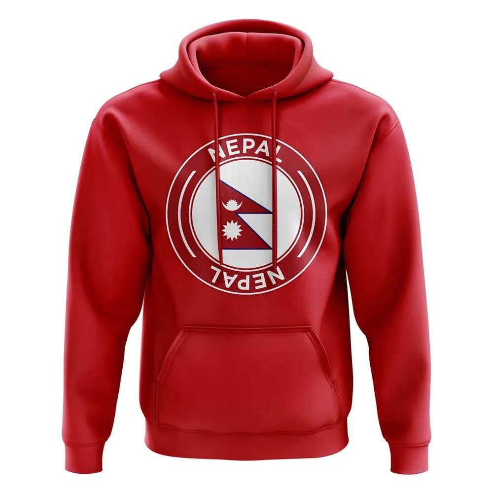 Nepal Nepal Men's Personalised Football Badge Hoodie in Red