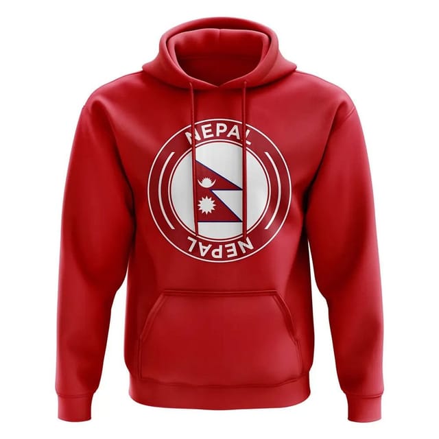 Nepal Nepal Men's Personalised Football Badge Hoodie in Red - 2
